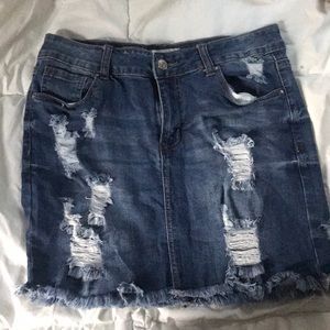 Ripped jean skirt